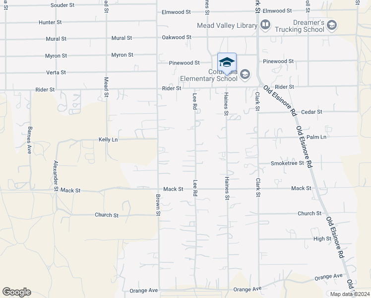map of restaurants, bars, coffee shops, grocery stores, and more near 20358 Lee Drive in Perris