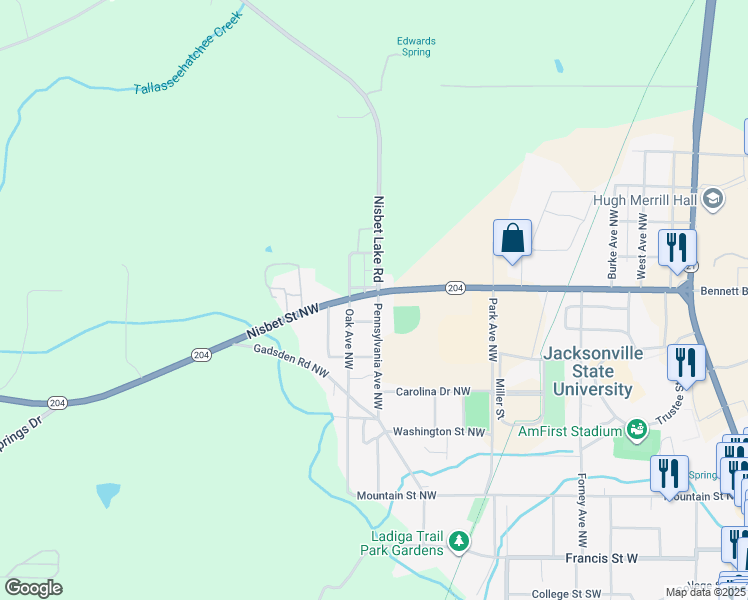 map of restaurants, bars, coffee shops, grocery stores, and more near 1004 Pennsylvania Avenue Northwest in Jacksonville