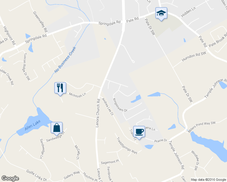 map of restaurants, bars, coffee shops, grocery stores, and more near 2787 Kingstream Drive in Snellville