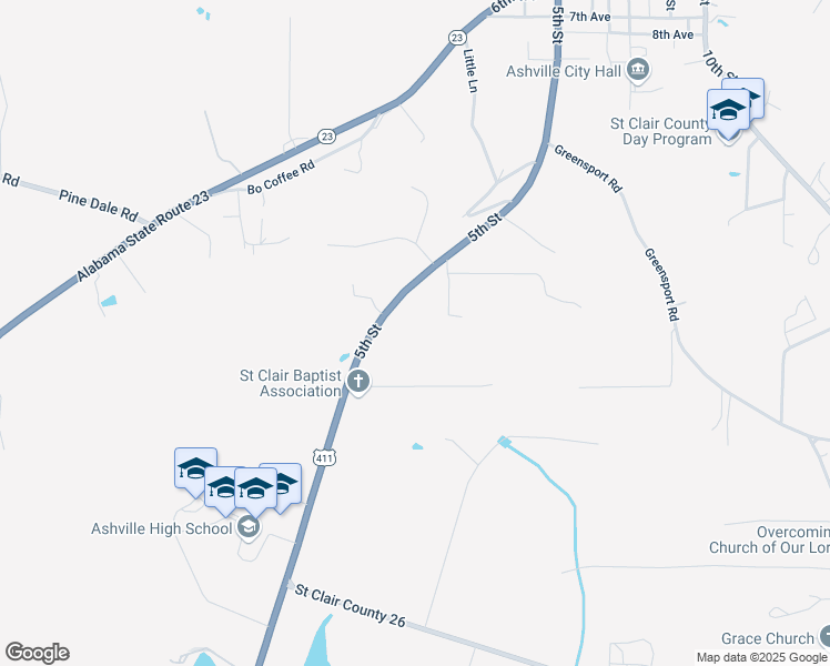 map of restaurants, bars, coffee shops, grocery stores, and more near 33794 U.S. 231 in Ashville