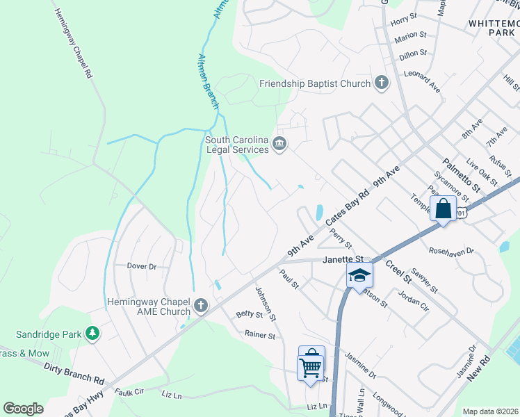 map of restaurants, bars, coffee shops, grocery stores, and more near 3184 Holly Loop in Conway