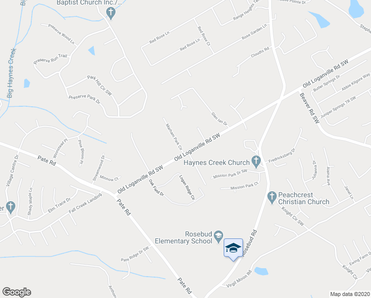 map of restaurants, bars, coffee shops, grocery stores, and more near 3900 Marham Park Circle in Loganville