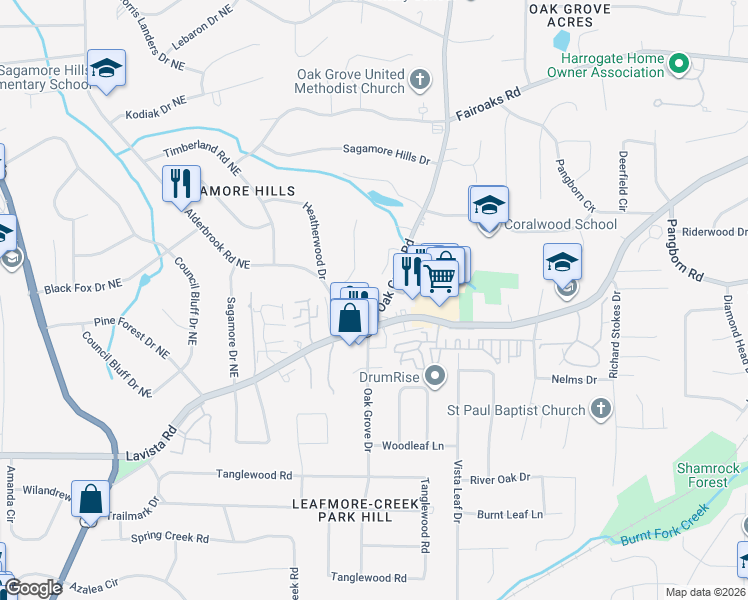 map of restaurants, bars, coffee shops, grocery stores, and more near 2788 Lavista Road in Decatur