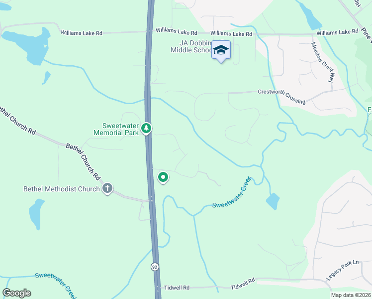 map of restaurants, bars, coffee shops, grocery stores, and more near 28 McKinley Court in Powder Springs