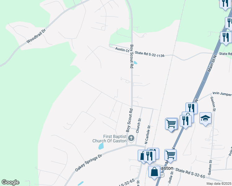 map of restaurants, bars, coffee shops, grocery stores, and more near 227 Sugar Loaf Road in Gaston