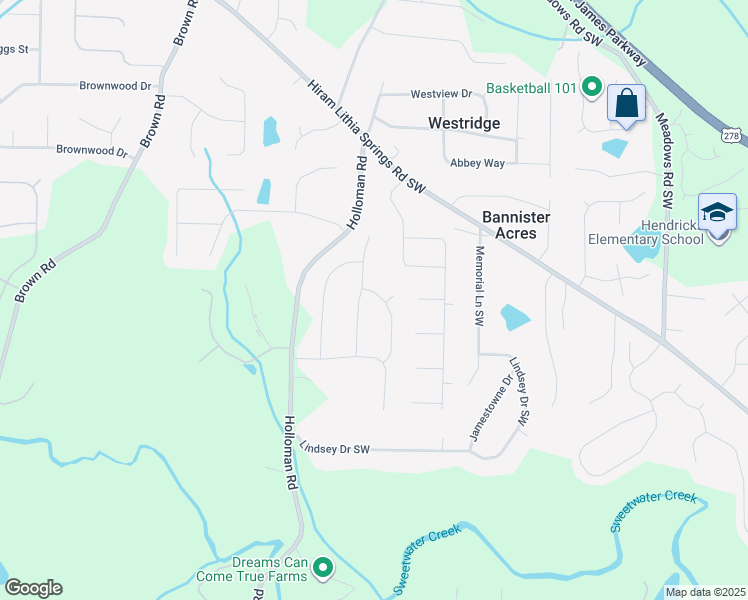 map of restaurants, bars, coffee shops, grocery stores, and more near 5402 Wicklander Drive in Powder Springs