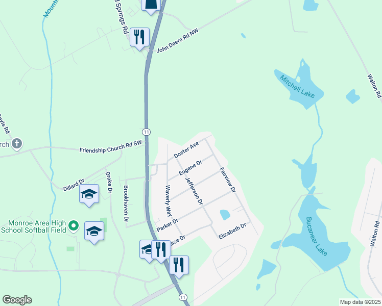 map of restaurants, bars, coffee shops, grocery stores, and more near 243 Doster Avenue in Monroe