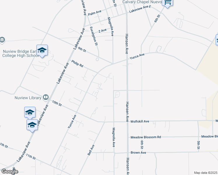 map of restaurants, bars, coffee shops, grocery stores, and more near 30755 Zubro Road in Nuevo