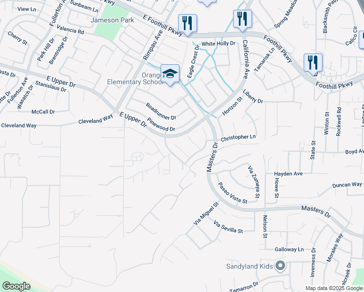 map of restaurants, bars, coffee shops, grocery stores, and more near 1505 Sunshine Circle in Corona