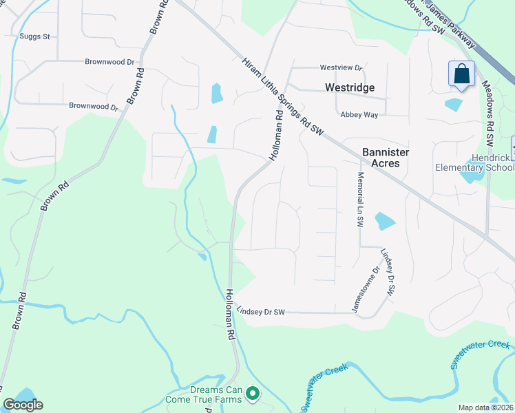 map of restaurants, bars, coffee shops, grocery stores, and more near 5267 Miranda Way in Powder Springs