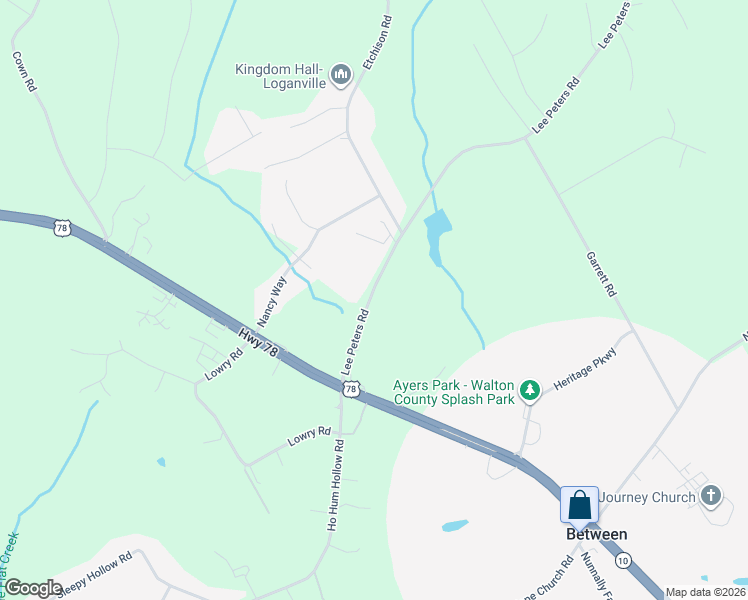 map of restaurants, bars, coffee shops, grocery stores, and more near 2070 Lee Peters Road in Loganville