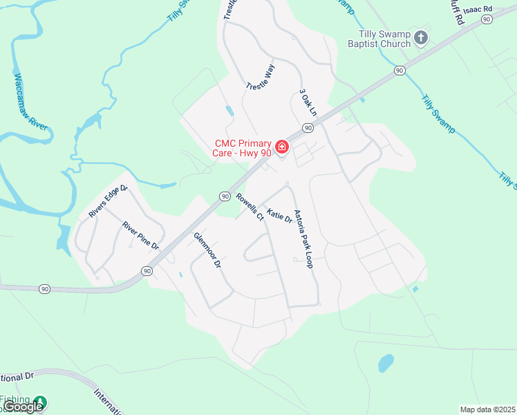 map of restaurants, bars, coffee shops, grocery stores, and more near 117 Astoria Park Loop in Conway