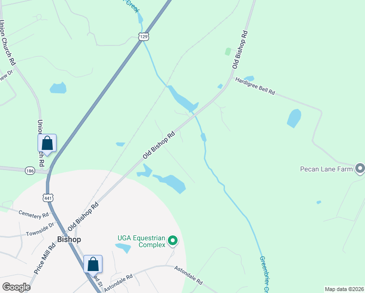 map of restaurants, bars, coffee shops, grocery stores, and more near 1410 Old Bishop Road in Bishop