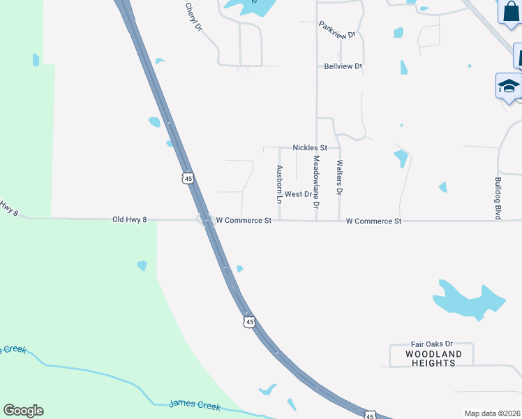 map of restaurants, bars, coffee shops, grocery stores, and more near 1709 West Commerce Street in Aberdeen