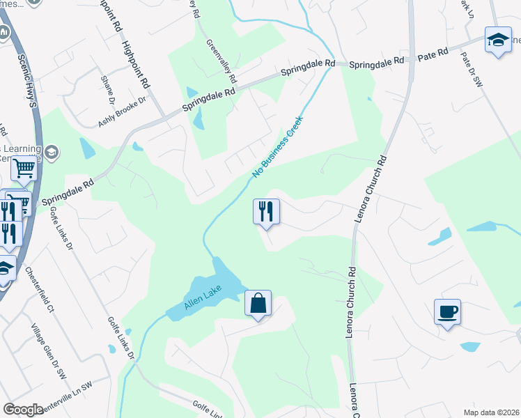 map of restaurants, bars, coffee shops, grocery stores, and more near 3607 McIntosh Lane in Snellville