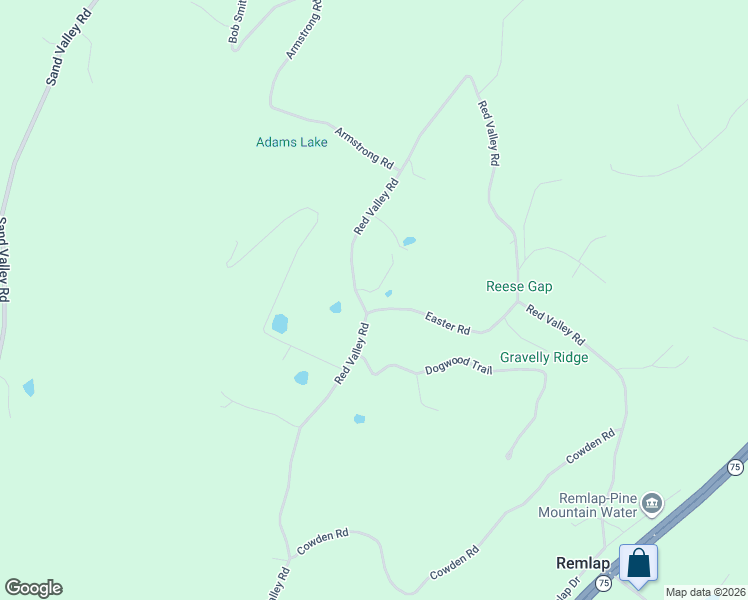 map of restaurants, bars, coffee shops, grocery stores, and more near 3988 Red Valley Road in Remlap