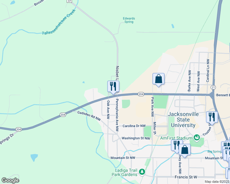 map of restaurants, bars, coffee shops, grocery stores, and more near 51 Nisbet Lake Road in Jacksonville