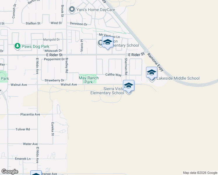 map of restaurants, bars, coffee shops, grocery stores, and more near 27318 Dunite Drive in Perris