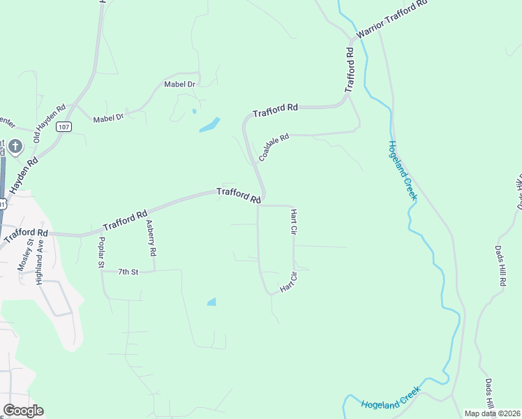 map of restaurants, bars, coffee shops, grocery stores, and more near 601 Hart Circle in Warrior