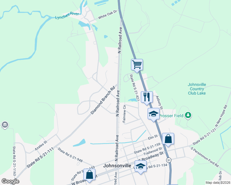 map of restaurants, bars, coffee shops, grocery stores, and more near 421 North Railroad Avenue in Johnsonville