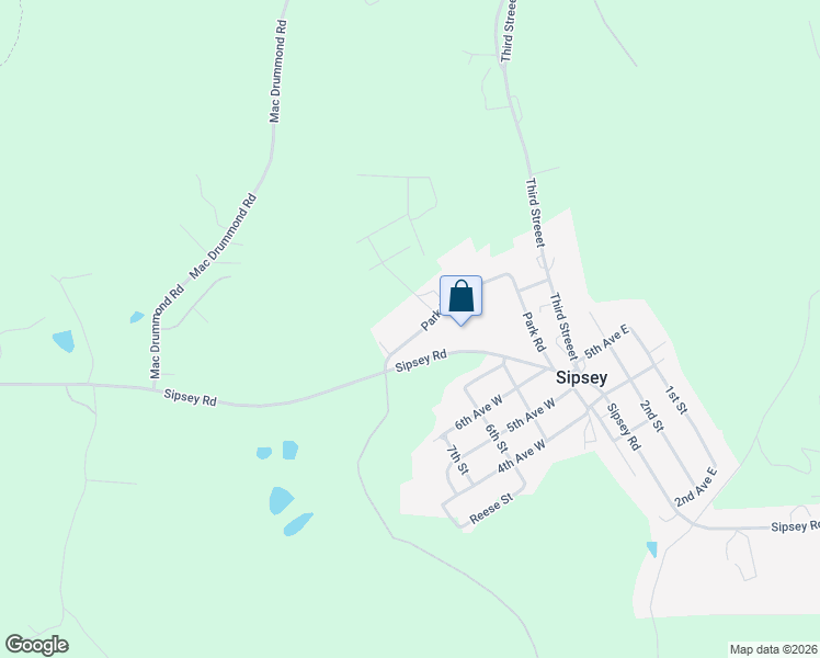 map of restaurants, bars, coffee shops, grocery stores, and more near 504 Park Road in Sipsey