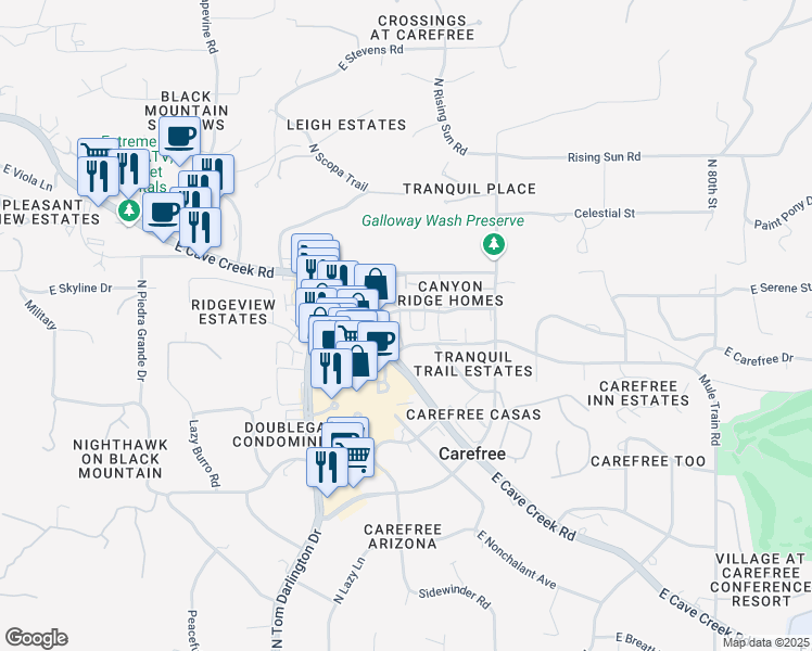 map of restaurants, bars, coffee shops, grocery stores, and more near 80 Almarte Drive in Carefree