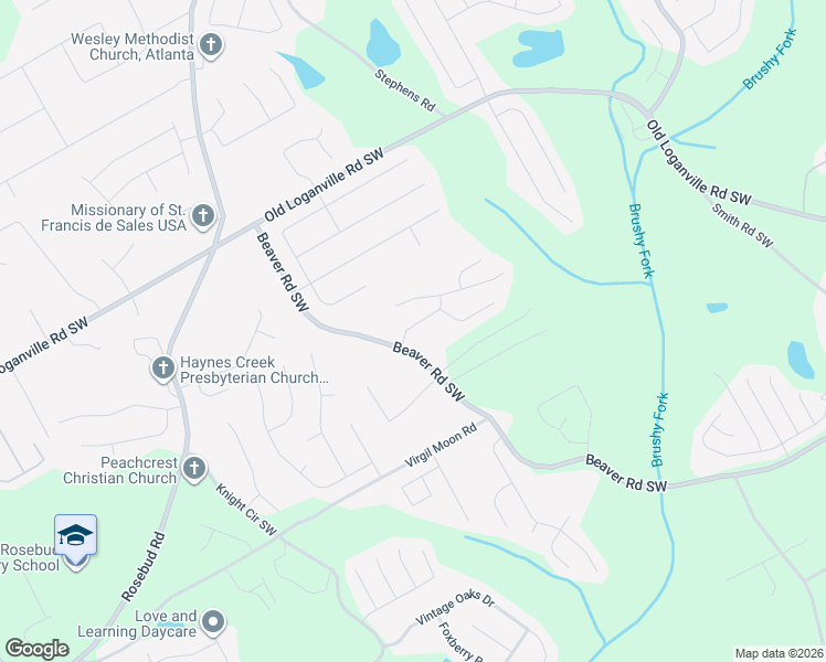 map of restaurants, bars, coffee shops, grocery stores, and more near 1452 Granite Falls Drive in Loganville