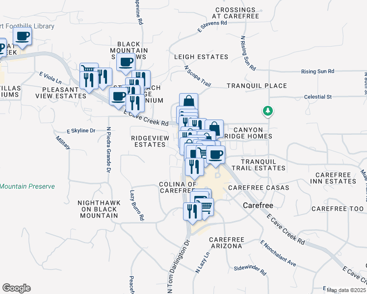map of restaurants, bars, coffee shops, grocery stores, and more near 37617 North Tom Darlington Drive in Carefree