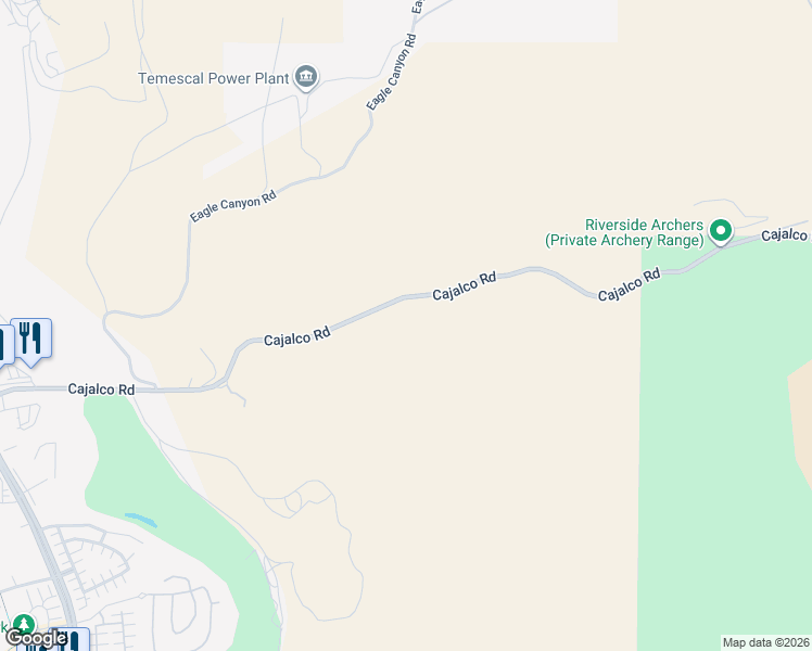 map of restaurants, bars, coffee shops, grocery stores, and more near 9443 Cajalco Road in Corona