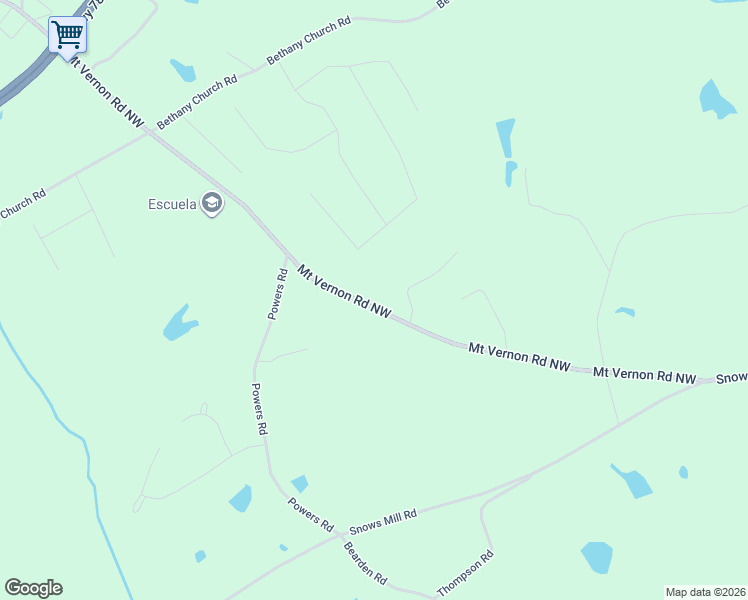 map of restaurants, bars, coffee shops, grocery stores, and more near 377 Mount Vernon Road Northwest in Monroe
