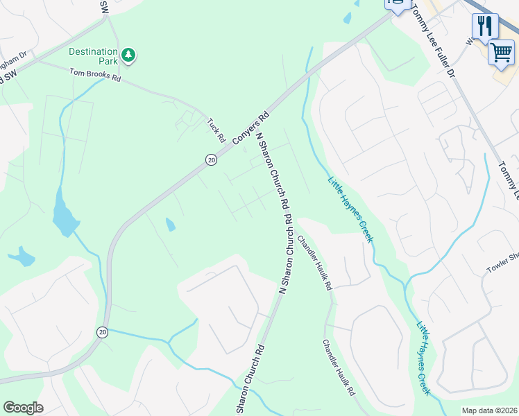 map of restaurants, bars, coffee shops, grocery stores, and more near 206 Chad Lane in Loganville