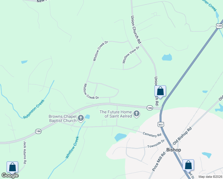 map of restaurants, bars, coffee shops, grocery stores, and more near 6525 Whitlow Creek Drive in Bishop