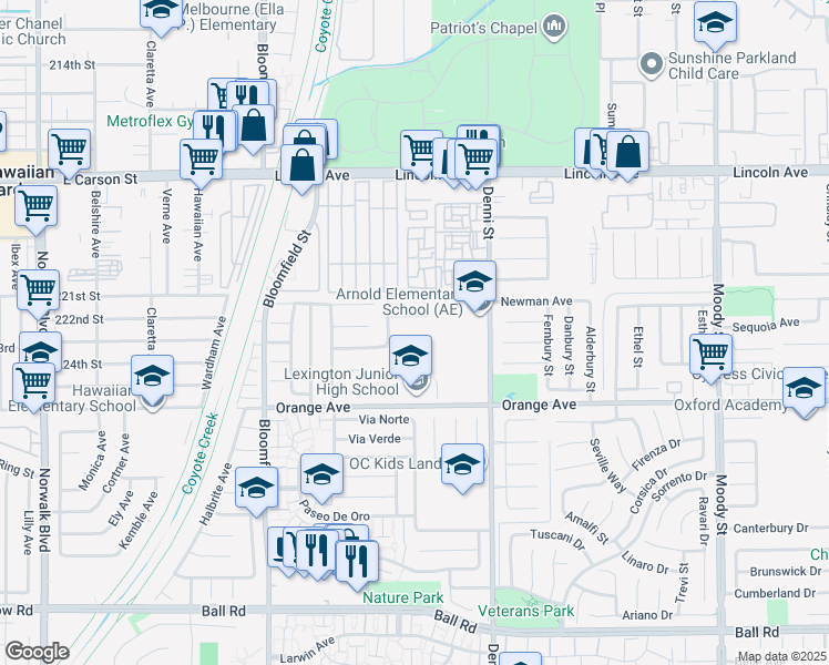 map of restaurants, bars, coffee shops, grocery stores, and more near 4323 Manchester Place in Cypress