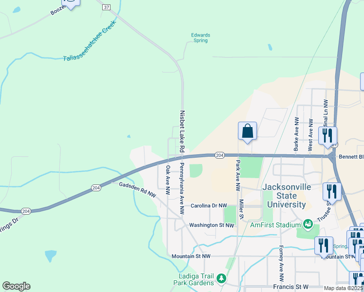 map of restaurants, bars, coffee shops, grocery stores, and more near 51 Nisbet Lake Road in Jacksonville