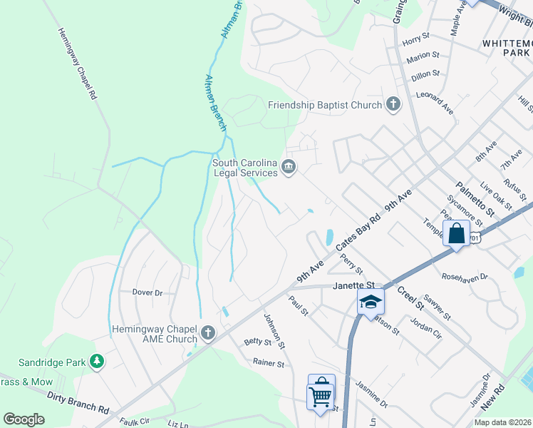 map of restaurants, bars, coffee shops, grocery stores, and more near 3184 Holly Loop in Conway