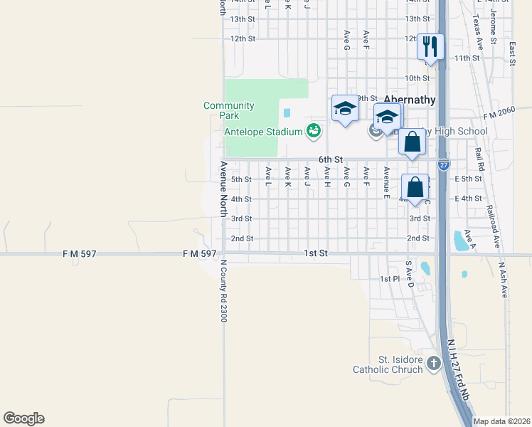map of restaurants, bars, coffee shops, grocery stores, and more near in Abernathy