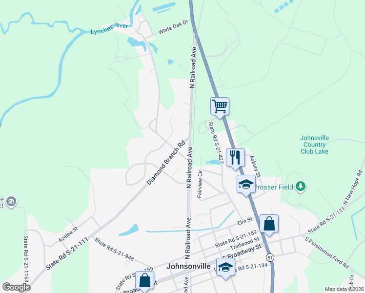 map of restaurants, bars, coffee shops, grocery stores, and more near 421 North Railroad Avenue in Johnsonville
