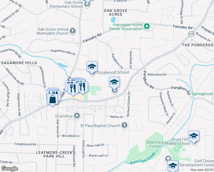 map of restaurants, bars, coffee shops, grocery stores, and more near 2938 Lavista Road in Decatur