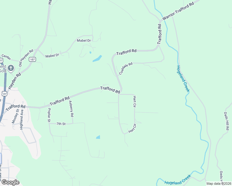 map of restaurants, bars, coffee shops, grocery stores, and more near 601 Hart Circle in Warrior