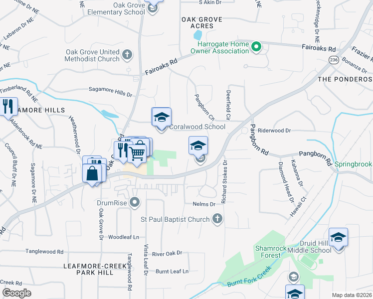 map of restaurants, bars, coffee shops, grocery stores, and more near 2938 Lavista Road in Decatur