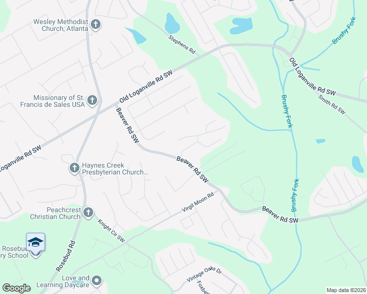 map of restaurants, bars, coffee shops, grocery stores, and more near 1452 Granite Falls Drive in Loganville