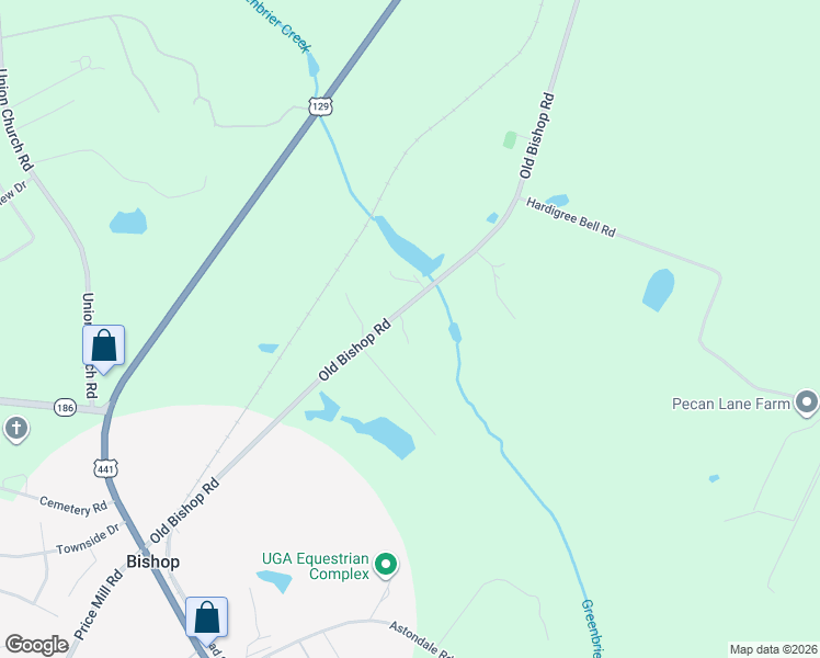 map of restaurants, bars, coffee shops, grocery stores, and more near 1410 Old Bishop Road in Bishop