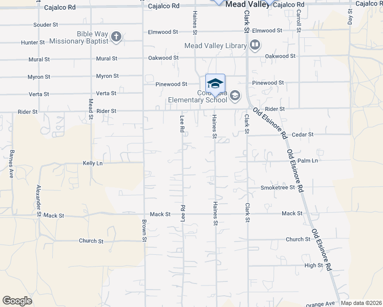 map of restaurants, bars, coffee shops, grocery stores, and more near 20204 Lee Road in Perris