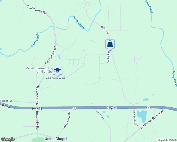 map of restaurants, bars, coffee shops, grocery stores, and more near 2-244 Valley Drive in Jasper