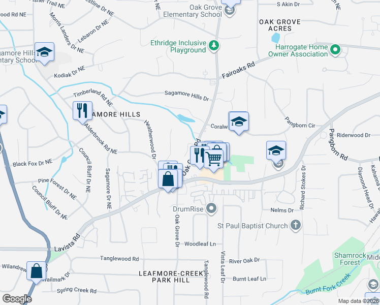 map of restaurants, bars, coffee shops, grocery stores, and more near 2335 Elon Way in Decatur