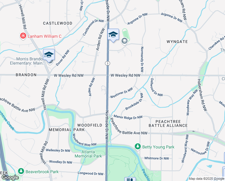 map of restaurants, bars, coffee shops, grocery stores, and more near 2649 Northside Drive Northwest in Atlanta