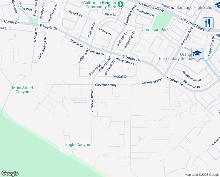 map of restaurants, bars, coffee shops, grocery stores, and more near 4009 Cerveza Circle in Corona