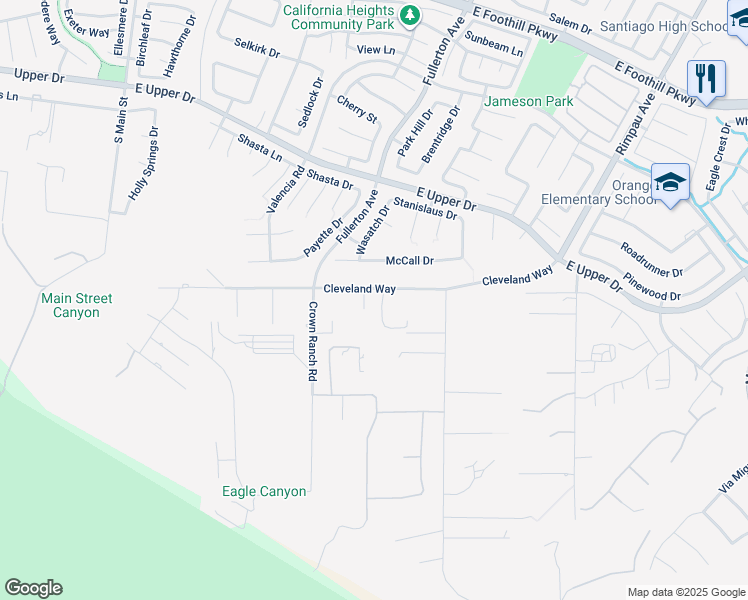 map of restaurants, bars, coffee shops, grocery stores, and more near 4009 Cerveza Circle in Corona