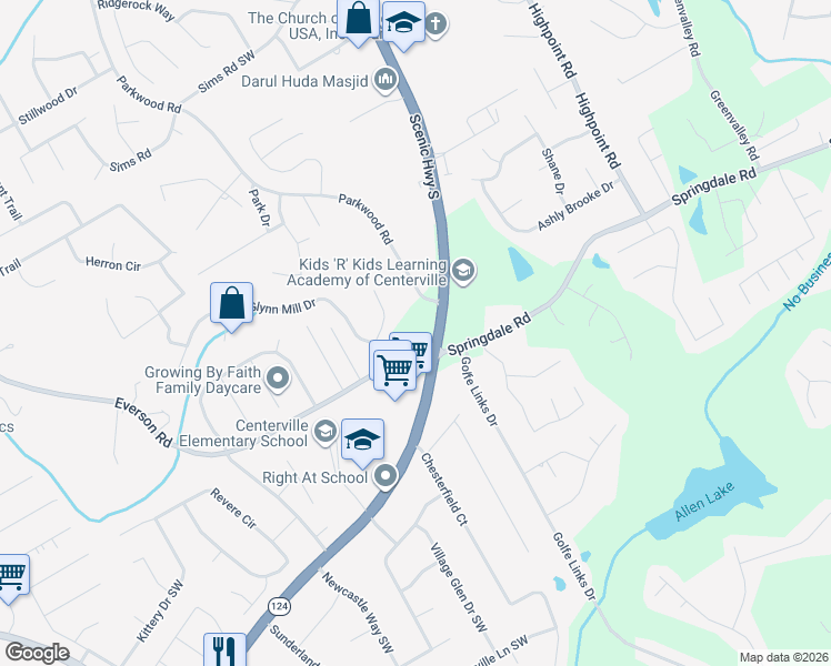 map of restaurants, bars, coffee shops, grocery stores, and more near 2991 Everson Road in Snellville