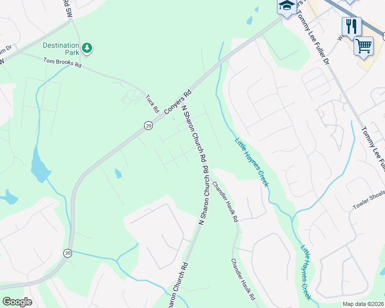 map of restaurants, bars, coffee shops, grocery stores, and more near 206 Chad Lane in Loganville